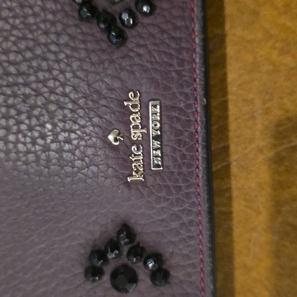 Kate Spade Dark Purple Wristlet with Black Embellishments - Picture 2 of 9